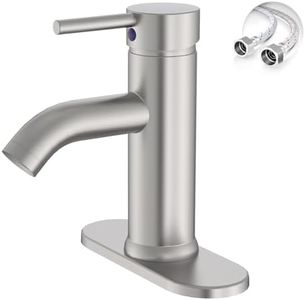 Greenspring Brushed Nickel Bathroom Faucet Single Hole Single Handle Lavatory Basin Bath Sink Vanity Faucet Deck Mount Modern Brass Commercial Stainless Steel