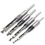 uptodateproducts 4Pcs Square Hole Drill Bits for Wood, Woodworking Hole Saw Mortising Chisel Drill Bits (Size: 1/4 inch, 5/16 inch, 3/8 inch, 1/2 inch)