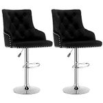 KEEPREAPER Bar Stool, Bar Stools Set of 2, Modern Height-adjustable Barstools with Tufted Rivet Trim for Kitchen Counter Breakfast Bar Lounge (Black Set of 2)