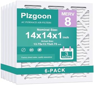 Plzgoon 14x14x1 Air Filter MERV 8 AC Furnace Filters MPR 600 (6 Pack) Pleated Air Filters for Air Conditioner HVAC AC Furnace (Exact Dimensions: 13 3/4x13 3/4x3/4 Inches)