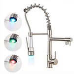 Rozin Kitchen Taps with Pull Out Spray LED and Steam Spout Dual Functions 360 ° Rotatable Brushed Nickel Kitchen Tap