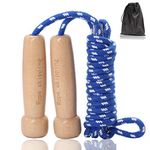 Skipping Rope Adult, Traditional Wooden Handle Jump Rope, Adjustable Cotton Jumping Exercise for Men, Women and kids Home Fitness - 3M/9.8FT