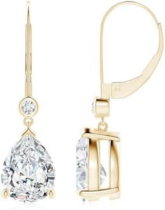 ANGARA Lab Grown Diamond Earrings for Women | 5 ct Pear Shape Lab Diamond Classic Earrings in Yellow Gold | April Birthday, Anniversary, Gemstone Jewelry Gift | FGVS | 10x8mm