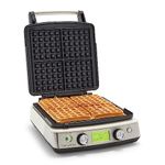 GreenPan Elite 4 square Belgian and classic waffle iron, healthy ceramic nonstick aluminum dishwasher safe plates, adjustable shade/crunch control, will not overflow,