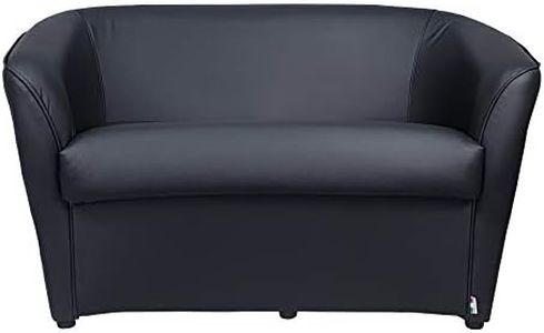 Totò Piccinni Divano POZZETTO 2 posti Alta QUALITA' Made in Italy A.76xL.123xP.67cm (Ecopelle Nero)
