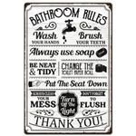 SUPERDANT Bathroom Rules Tin Sign Bathroom Quotes Metal Tin Sign Bathroom Metal Sign Funny Signs and Plaques Toilet Metal Wall Art Toilet Sink Bathroom Pictures Wall Decoration