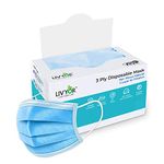 LIVYOR Melt-Blown Fabric Disposable 3 Layer Surgical Face Mask With Nose Clip and Soft Ear Loops for Unisex (Pack of 50, Blue), Without Valve