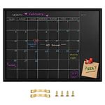 Umtiti Magnetic Calendar Chalkboard, 45 * 60 cm, Black Wood Frame Chalk Board for Planning/School Timetable/Memo, Hanging Board for Office, School and Home(YLHB-BK-4560)