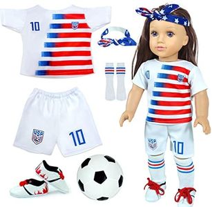 WONDOLL 18-Inch-Doll-Clothes and Accessories - WONDOLL World Cup Team USA 18'' Soccer Uniform Outfits Includes Headband,Shirt,Shorts, Socks,Shoes and Football