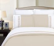 Elegant Comfort Luxurious Hotel Collection Super-Soft 1500 Thread Count Egyptian Quality 3-Piece Greek Pattern Duvet Cover Set, King/California King, Cream