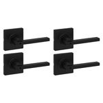 Kwikset Casey Interior Privacy Door Handle with Lock 4 Pack, Door Lever for Bathroom and Bedroom, Matte Black Reversible Keyless Turn Lock, with Microban Protection