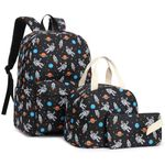 School Backpack for Boys, Kids Teens Elementary Middle School Bags Bookbag Set with Lunch Box Pencil Case (Astronaut)