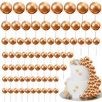 66Pcs Balls Cake Toppers, Ball Cake Picks Ball Cupcake Toppers, Mini Gold Balloons Foam Balls Golden Balls for Cake DIY Decoration, Wedding Birthday Party Supplies