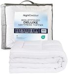 Night Comfort Deluxe Firm Durable Anti-Allergy Breathable Hotel Quality Skin-Friendly Thick Fabric Microfibre Mattress Topper (White, 5 CM Thikness, Super King 600 Fill)