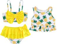 Ahegao Girl Toddler Bathing Suit for Kids Girl Swimwear 12-18 Months Baby Girl Ruffle Swimsuits 3pcs Matching Bikini Sets High Waist Bottoms Pineapple Swimming Tankini Set Hawaii Holiday Clothes, 3-yellow, 12-18 Months