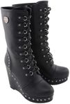 Milwaukee Leather MBL9438 Women's Black Tall Lace-Up Fashion Casual Boots with Platform Wedge - 11