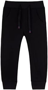 Mud Kingdom Toddler Boys Knit Sweatpants Cotton Jogger Drawstring Pants with Pockets Black 2 T
