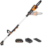 Worx WG349 20V Power Share 8" Pole Saw with Auto Tension, Black and Orange