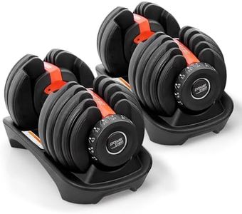 Powertrain 48kg Adjustable Dumbbells Pair (2 x 24kg) Weight Gym Set for Home Fitness 15 -IN-1 Settings - Red