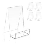 TRIMOU Clear Acrylic Book Stand with Ledge Clear Acrylic Book Display Easel, Display Stand for Displaying Books Pictures Albums Comic Books CDs Artworks Tablets or Other Items (Large)