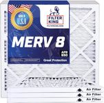 Filter King 16x19x1 Air Filter | 4-PACK | MERV 8 HVAC Pleated A/C Furnace Filters | MADE IN USA | Actual Size: 15.5 x 18.5 x .75"