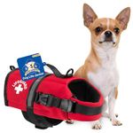 Paws Aboard Dog Life Jacket - Keep Your Canine Safe with a Neoprene Life Vest - Designer Life Jackets - Perfect for Swimming and Boating - Red, XX-Small