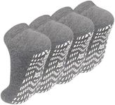 Artfasion Non Slip Socks with Grip: Men's Grippy Non Skid Ankle Socks for Hospital Elderly Women Pilates Fitness 4 Pairs Grey-Medium