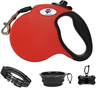 CROWN PAWS 16 ft Retractable Dog Leash for Large Dogs up to 110 lbs,Tangle-Free Nylon Tape,Red L