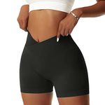 Vertvie Seamless Workout Shorts for Women V High Waist Gym Biker Shorts Tummy Control Booty Yoga Running Butt Lift Cycling Shorts Black S