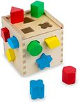 Melissa & Doug Shape Sorting Cube - Classic Wooden Toy With 12 Shapes - Classic Kids Toys, Classic Wooden Toddler Toys, Shape Sorter Toys For Toddlers Ages 2+