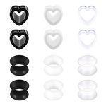 MODRSA 14mm Tunnel Plugs 6 Paires Heart/Round-Shaped Ear Stretching Kit Clear Black White Tunnel Expander Silicone Ear Piercing Women Man