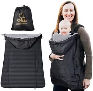 Orzbow Winter Baby Carrier Cover with Detachable Hood, Waterproof & Windproof, Universal for Baby Carriers and Baby Waist Stool, Baby Bunting Bag for Car Seats and Strollers with Storage Bag, Black