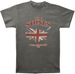 Rolling Stones Men's Union Jack U.S. Map 81 T-Shirt Small Grey