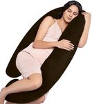 MY ARMOR Full Body G Shape Pregnancy Pillow for Women, Maternity Pillow Gift for Pregnancy Sleeping, 3 Months Warranty, Premium Velvet Cover with Zip, Brown