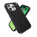 Speck iPhone 15 Pro Case - ClickLock No-Slip Interlock, Built for MagSafe, Drop Protection Grip - Scratch Resistant, Soft Touch, 6.1 Inch Phone Case - Presidio2 Grip Black/Slate Grey/White