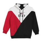 Alan Jones Clothing Boys Cotton Blend Hooded Neck Regular Sweatshirt (Boy22-Sw103-Rwb-12.13Yrs_Red, White, Black_12Years-13Years)