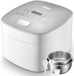 Novaspark Low Carb Rice Cooker Stainless Steel Inner Pot, Mini Stainless Steel Rice Cooker Small 5 Cup, LED Display Low Sugar Rice Maker, 24H Timer and Auto Keep Warm, White Rice/Porridge/Oatmeal