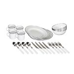 Stansport 11220-03 Deluxe 24-Piece Enamel Tableware Set (White)