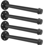 4Pack 12 Inch Industrial Pipe Clothing Rack Wall Mount Clothes Rack Closet Rods for Hanging Clothes DIY Shelving Brackets Hanging Custom Pipe Brackets for Retail Display