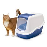 Savic Nestor Cat Toilet Home, 22 x 15 x 15 inch, Prevent Throwing of cat Litter, Durable, Lightweight, Easy to use and Reduces Odor, Perfect Toilet Training Aid Your Cat (Nordic Blue)