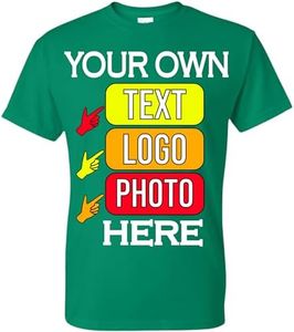 Custom T-Shirts for Men and Women Design Your Own Personalized Shirt with Text Image Logo Customizable Front and Back Print Soft Cotton Tee Kelly Green
