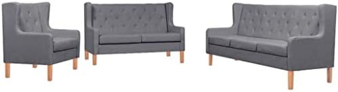 vidaXL Sofa Set 3 Piece Fabric Grey Couch Lounge Seat Living Room Furniture