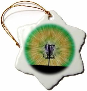 3dRose orn_173456_1 Tie Dye Disc Golf Basket Colorful Disc Golf Tie Dye Basket Design Snowflake Ornament, Porcelain, 3-Inch