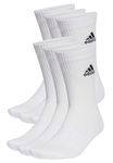 adidas Unisex Cushioned Sportswear 6 Pairs Crew Socks, White/Black, XXL