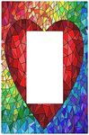 Abstract Colorful Heart Single Rocker/Decora Wall Plate Decorative 1-Gang Light Switch Cover Receptacle Outlet Cover Plates Dimmer GFCI Faceplate for Kitchen bedroom Bathroom