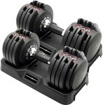 CAP Barbell 55lb Pair of Adjustable Dumbbells with Contoured Full Rotation Handle, Honeycomb Chrome and Black Handle