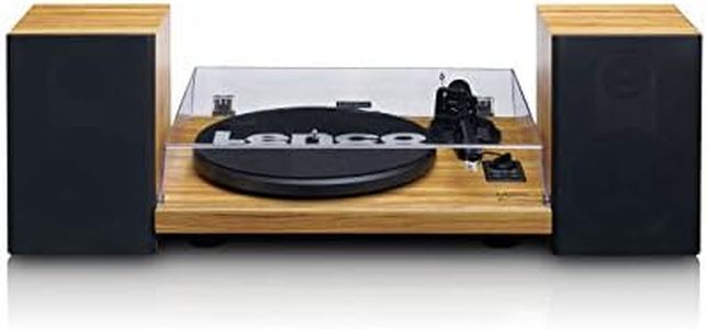 Lenco LS500WD Stereo Turntable with Speakers - Bluetooth - Belt Drive - 280mm Metal Tray - Preamp & Amplifier - Audio Technica Cartridge - Black Wood