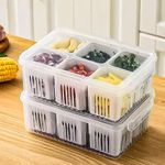 Chillyfit 2 PACK fridge storage boxes, fridge organiser box storage containers for vegetable airtight refrigerator container organizer, kitchen accessories items for food products-1 YEAR Warranty