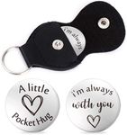 Amabro Pocket Hug Token Inspirational Long Distance Relationship Gifts Double Sided Engraved Keepsake with Leather Keychain, Style C