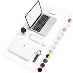 TOWWI Dual Sided Desk Pad, Large Desk Mat, Waterproof Desk Blotter Protector Mouse Pad, Leather Desk Pad Large for Keyboard and Mouse (32" x 16", White/Silver)